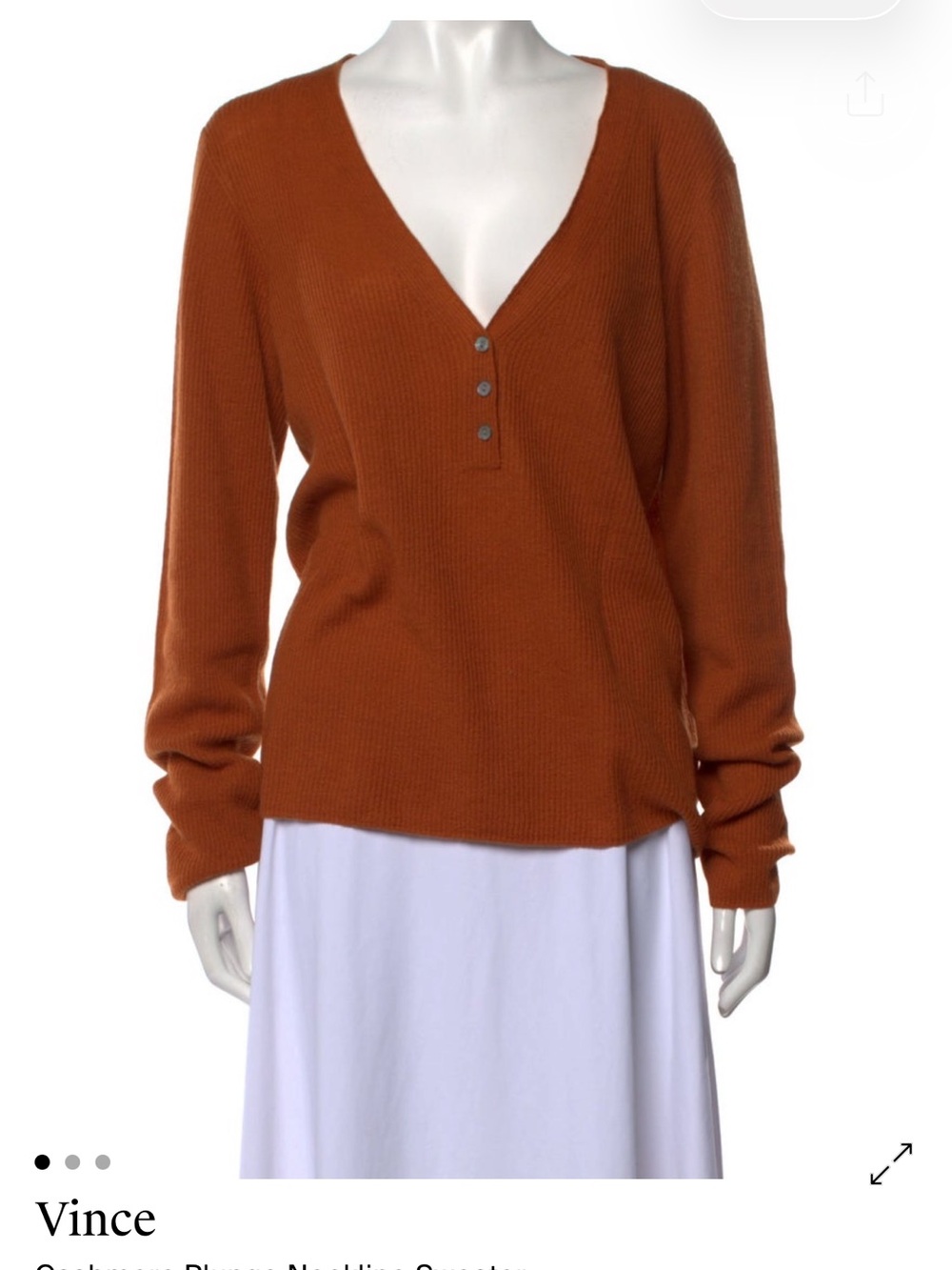 Vince 100% Cashmere lightweight sweater in pumpkin color
